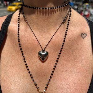 Silver Puffed Heart Necklace